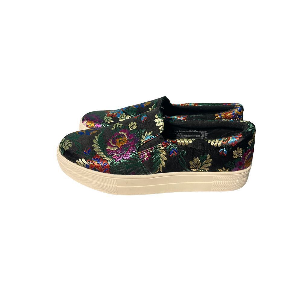 Floral Embroidered Slip-On Sneakers Platform Shoes Colorful Casual Loafers S-40
